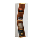 Estantería esquinera compacta de MDF con diseño triangular, minimalista y moderno, con 2/4/6 niveles de almacenamiento para oficina en casa