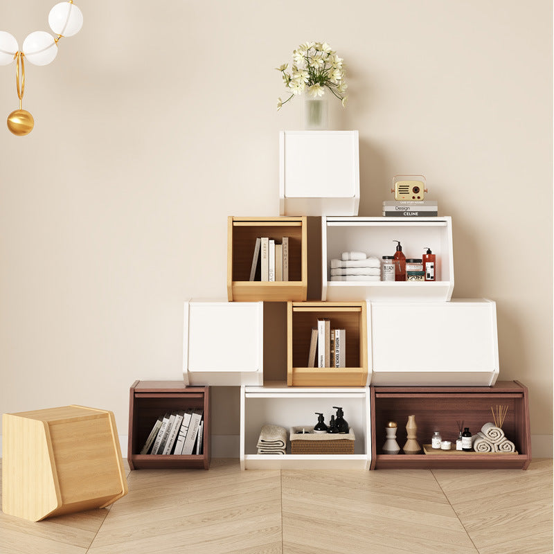 Contemporary Nordic MDF Modular Cube Storage Cabinet Books Toys & Snacks Multi-Layer Organizer With Doors For Bedroom & Living Room