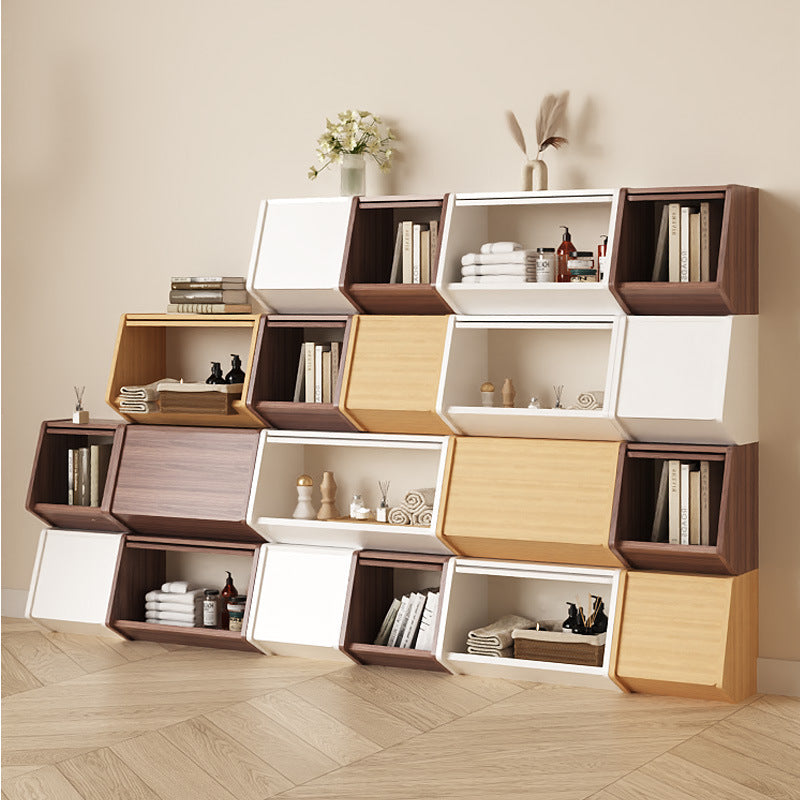 Armario organizador modular de cubos de MDF nórdico contemporáneo con puertas para dormitorio y sala de estar, para libros, juguetes y aperitivos, multicapa