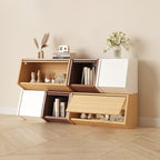 Armario organizador modular de cubos de MDF nórdico contemporáneo con puertas para dormitorio y sala de estar, para libros, juguetes y aperitivos, multicapa