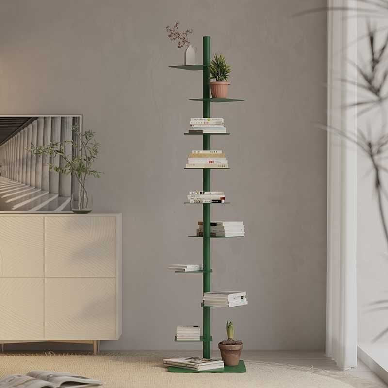 Modern Mid-Century Carbon Steel Invisible Spiral Bookshelf 9-Tier Display Rack Corner Storage Rack For Home Office