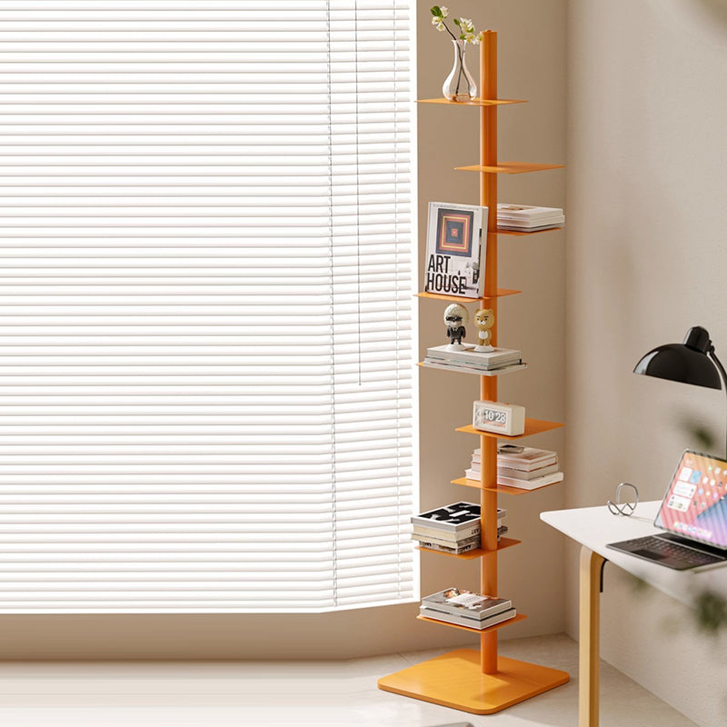Estantería espiral invisible de acero al carbono moderna de mediados de siglo con 9 niveles, estante esquinero de almacenamiento para oficina en casa