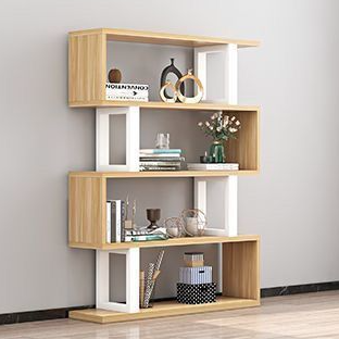 Contemporary Scandinavian Geometric Vertical MDF Steel Bookshelves 3/4/5/6-Tier Open Back Design Standing Shelves For Home Office