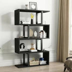 Contemporary Scandinavian Geometric Vertical MDF Steel Bookshelves 3/4/5/6-Tier Open Back Design Standing Shelves For Home Office