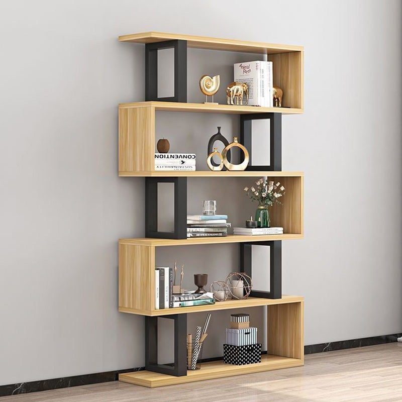 Contemporary Scandinavian Geometric Vertical MDF Steel Bookshelves 3/4/5/6-Tier Open Back Design Standing Shelves For Home Office