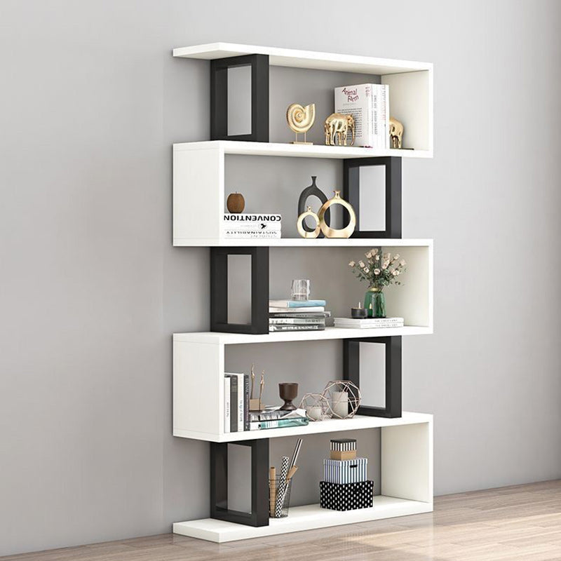 Contemporary Scandinavian Geometric Vertical MDF Steel Bookshelves 3/4/5/6-Tier Open Back Design Standing Shelves For Home Office