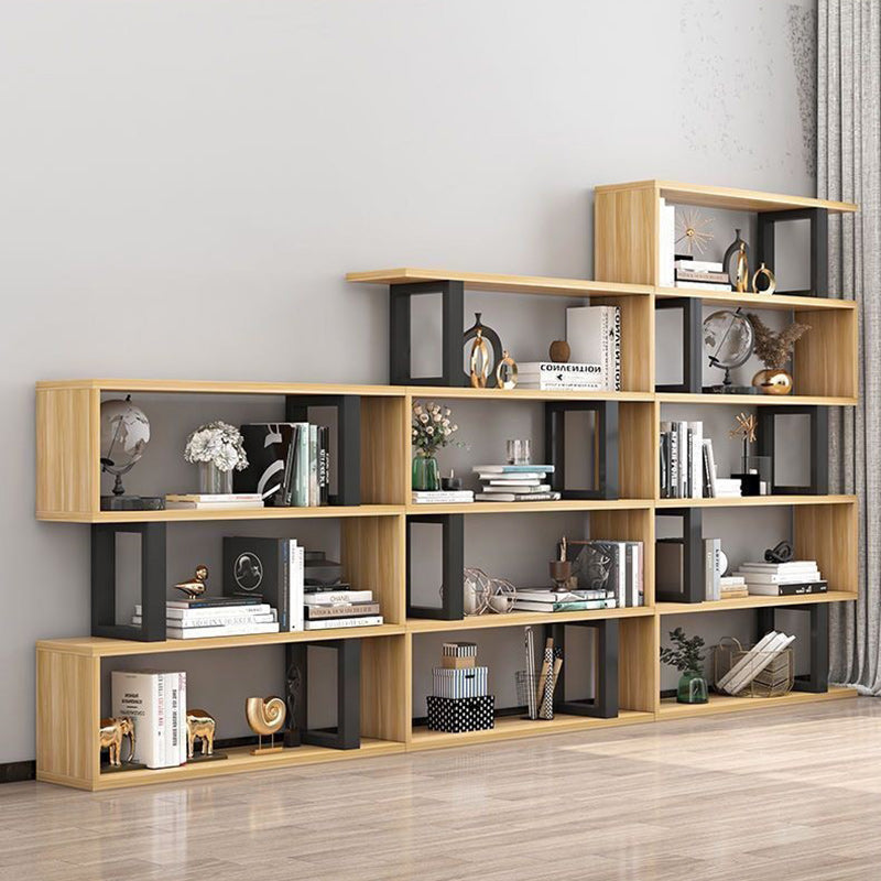 Contemporary Scandinavian Geometric Vertical MDF Steel Bookshelves 3/4/5/6-Tier Open Back Design Standing Shelves For Home Office