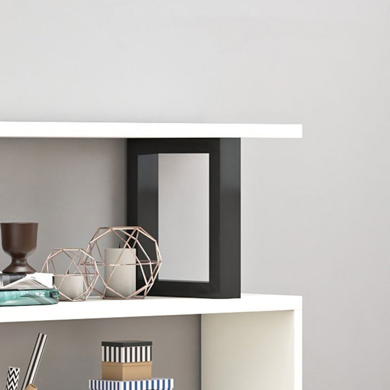 Contemporary Scandinavian Geometric Vertical MDF Steel Bookshelves 3/4/5/6-Tier Open Back Design Standing Shelves For Home Office