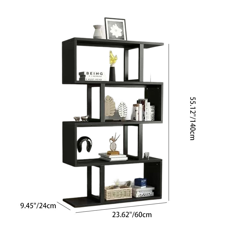 Contemporary Scandinavian Geometric Vertical MDF Steel Bookshelves 3/4/5/6-Tier Open Back Design Standing Shelves For Home Office