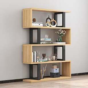 Contemporary Scandinavian Geometric Vertical MDF Steel Bookshelves 3/4/5/6-Tier Open Back Design Standing Shelves For Home Office