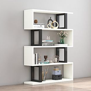 Contemporary Scandinavian Geometric Vertical MDF Steel Bookshelves 3/4/5/6-Tier Open Back Design Standing Shelves For Home Office