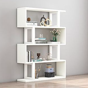 Contemporary Scandinavian Geometric Vertical MDF Steel Bookshelves 3/4/5/6-Tier Open Back Design Standing Shelves For Home Office
