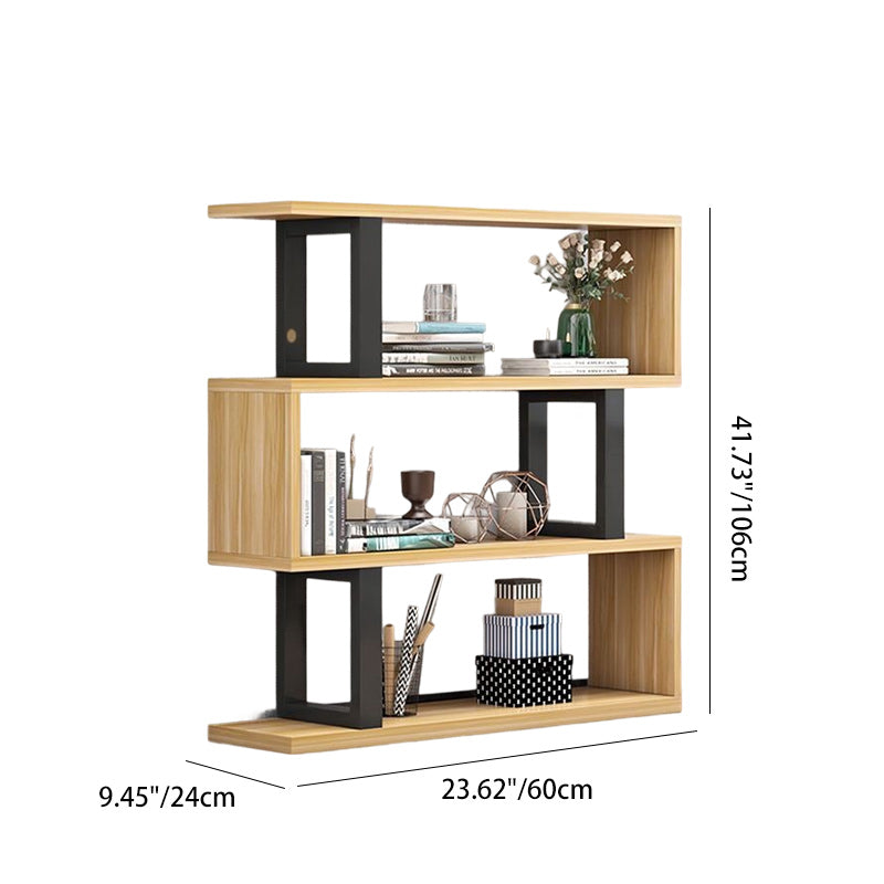 Contemporary Scandinavian Geometric Vertical MDF Steel Bookshelves 3/4/5/6-Tier Open Back Design Standing Shelves For Home Office