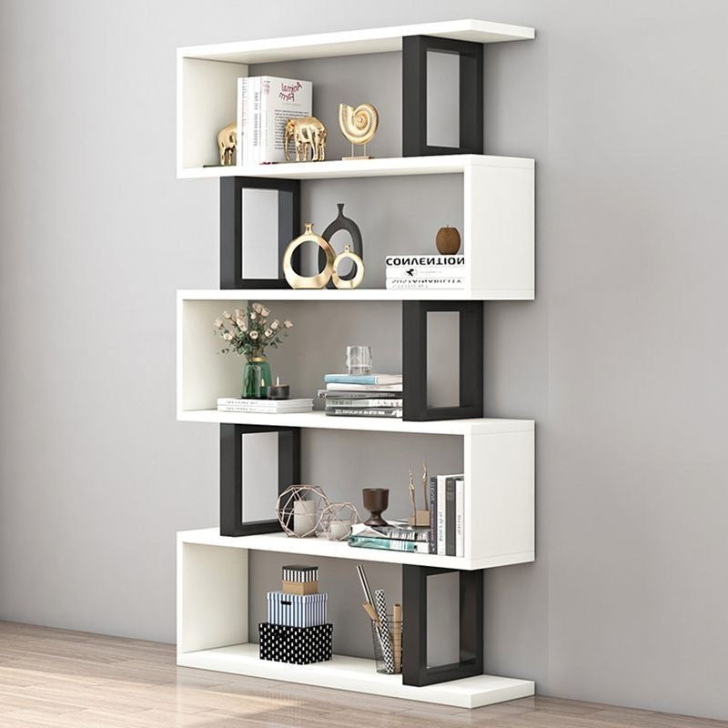 Contemporary Scandinavian Geometric Vertical MDF Steel Bookshelves 3/4/5/6-Tier Open Back Design Standing Shelves For Home Office
