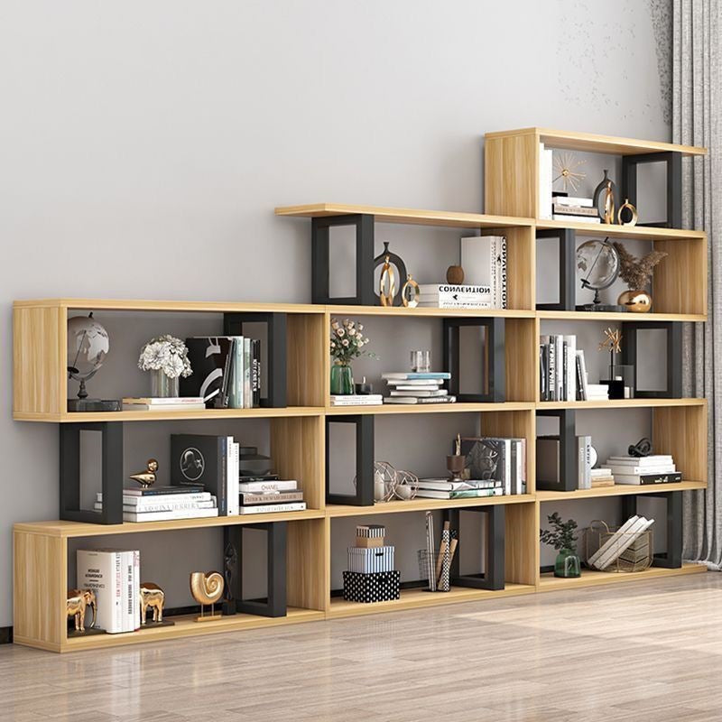 Contemporary Scandinavian Geometric Vertical MDF Steel Bookshelves 3/4/5/6-Tier Open Back Design Standing Shelves For Home Office