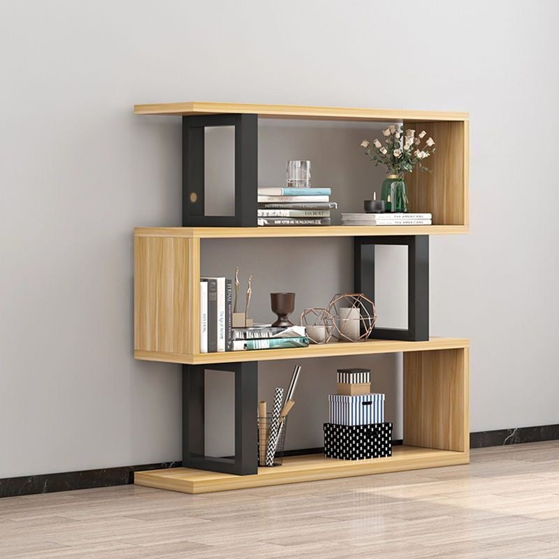 Contemporary Scandinavian Geometric Vertical MDF Steel Bookshelves 3/4/5/6-Tier Open Back Design Standing Shelves For Home Office