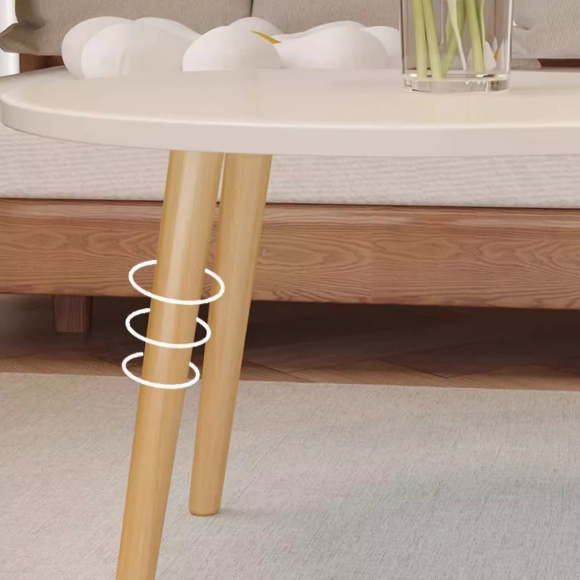 Modern Minimalist Cloud Shape Oval Wood MDF Coffee Table 1/2 Tier For Living Room