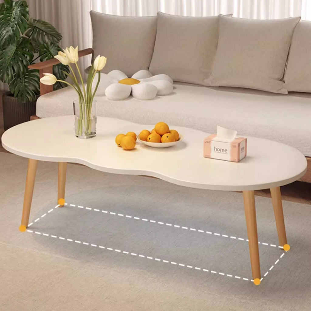Modern Minimalist Cloud Shape Oval Wood MDF Coffee Table 1/2 Tier For Living Room