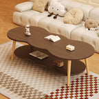 Modern Minimalist Cloud Shape Oval Wood MDF Coffee Table 1/2 Tier For Living Room