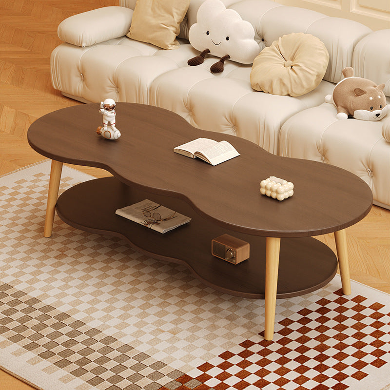 Modern Minimalist Cloud Shape Oval Wood MDF Coffee Table 1/2 Tier For Living Room