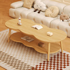 Modern Minimalist Cloud Shape Oval Wood MDF Coffee Table 1/2 Tier For Living Room