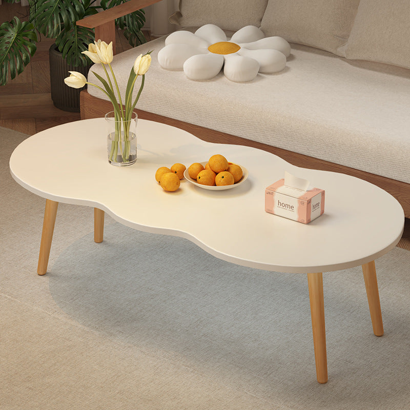 Modern Minimalist Cloud Shape Oval Wood MDF Coffee Table 1/2 Tier For Living Room