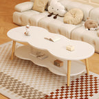 Modern Minimalist Cloud Shape Oval Wood MDF Coffee Table 1/2 Tier For Living Room