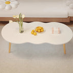 Modern Minimalist Cloud Shape Oval Wood MDF Coffee Table 1/2 Tier For Living Room