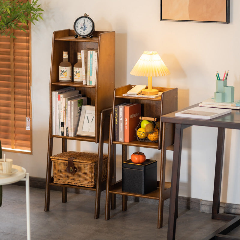 Traditional Japanese Square Bamboo Bookshelves 3/4/5 Tier For Living Room