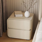 Contemporary Luxury Rectangle Microfiber Leather Solid Wood Plastic Metal Nightstand 2-Drawer For Bedroom