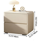 Contemporary Luxury Rectangle Microfiber Leather Solid Wood Plastic Metal Nightstand 2-Drawer For Bedroom