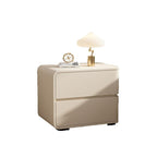 Contemporary Luxury Rectangle Microfiber Leather Solid Wood Plastic Metal Nightstand 2-Drawer For Bedroom