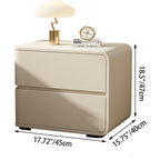 Contemporary Luxury Rectangle Microfiber Leather Solid Wood Plastic Metal Nightstand 2-Drawer For Bedroom
