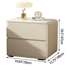Contemporary Luxury Rectangle Microfiber Leather Solid Wood Plastic Metal Nightstand 2-Drawer For Bedroom