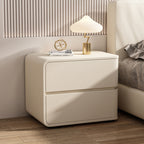 Contemporary Luxury Rectangle Microfiber Leather Solid Wood Plastic Metal Nightstand 2-Drawer For Bedroom