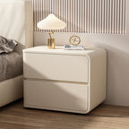 Contemporary Luxury Rectangle Microfiber Leather Solid Wood Plastic Metal Nightstand 2-Drawer For Bedroom