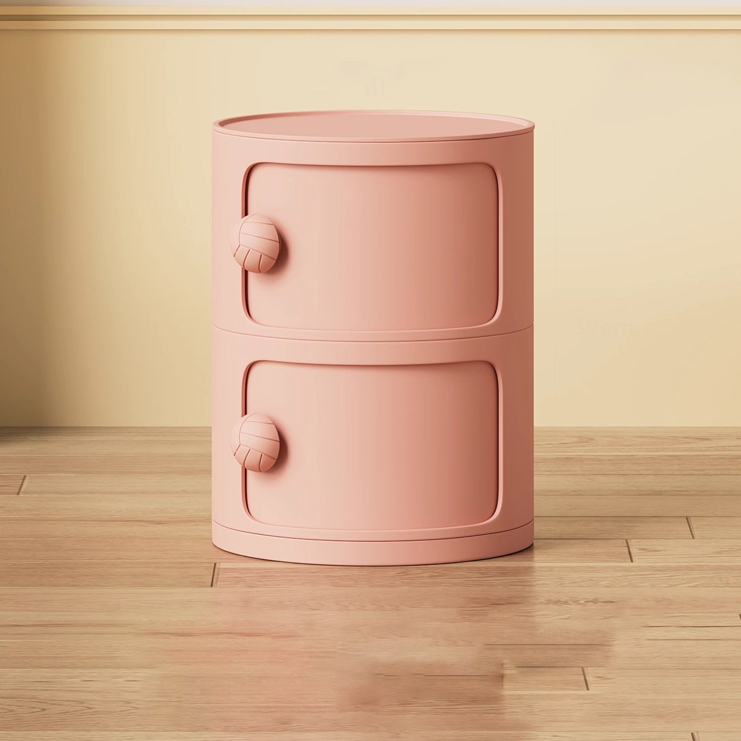 Modern Minimalist Dopamine Detachable Round Plastic Nightstand 1/2/3/4-Cabinet For Bedroom