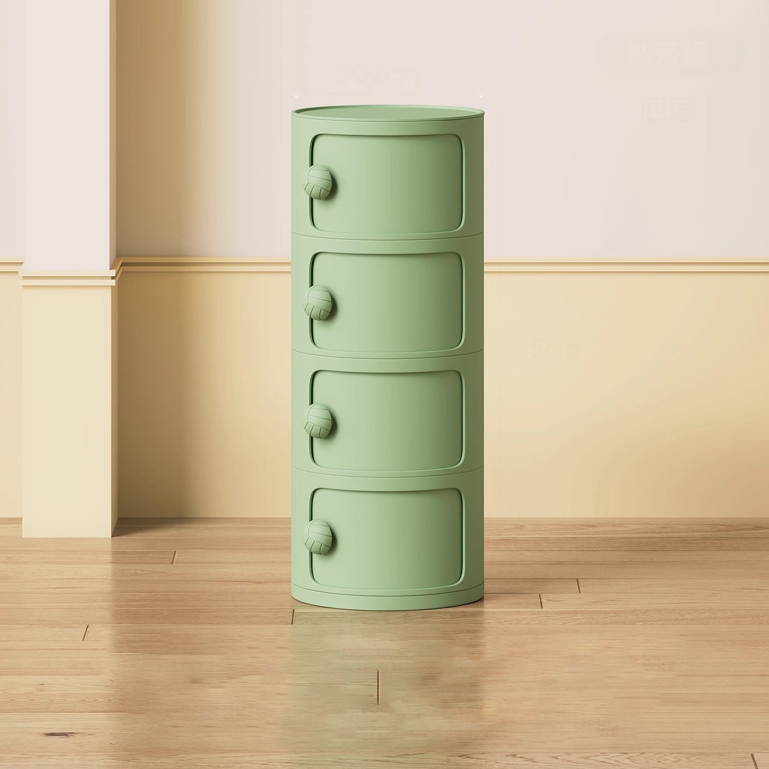 Modern Minimalist Dopamine Detachable Round Plastic Nightstand 1/2/3/4-Cabinet For Bedroom