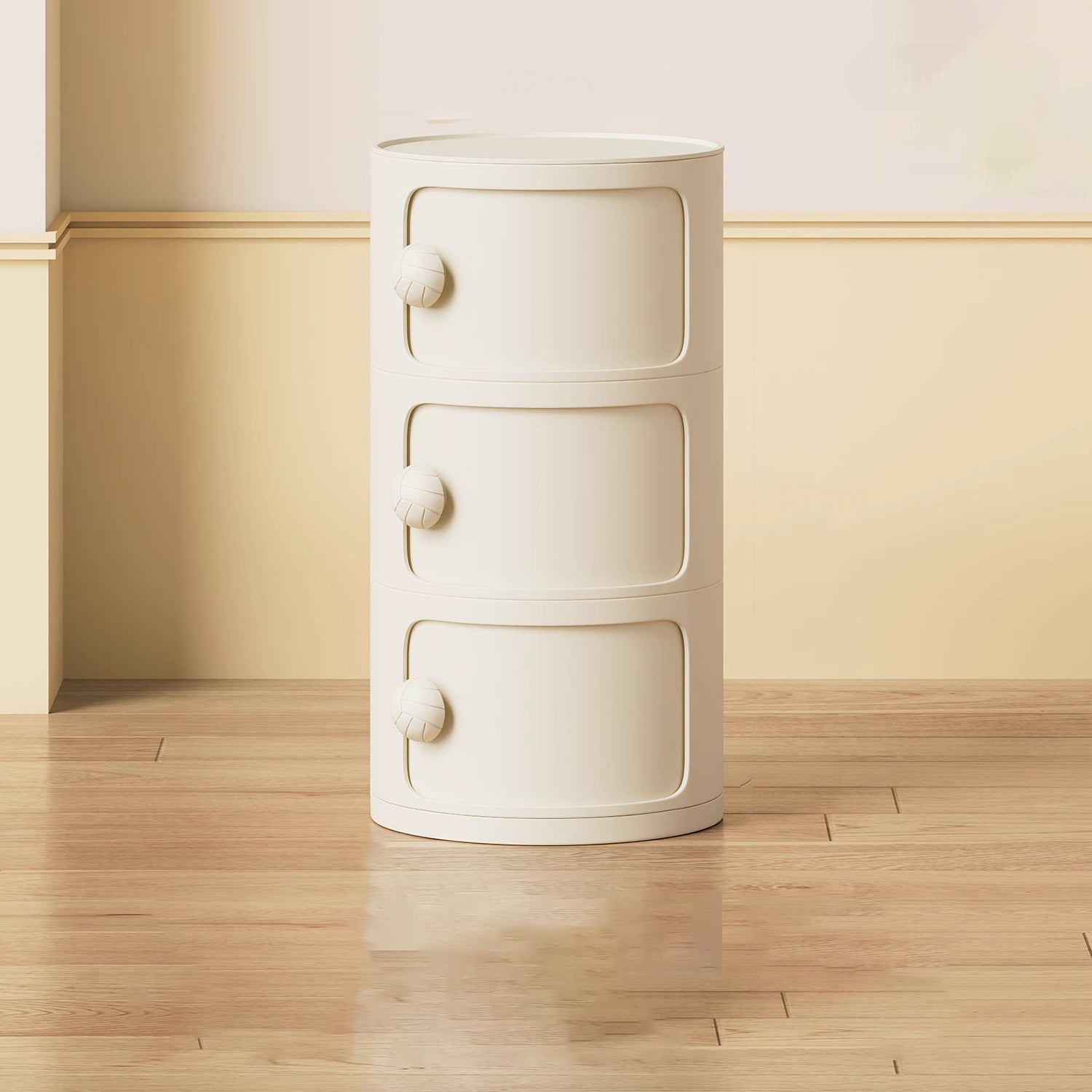 Modern Minimalist Dopamine Detachable Round Plastic Nightstand 1/2/3/4-Cabinet For Bedroom