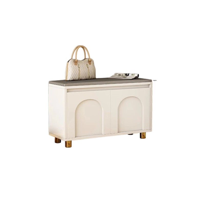 Banco zapatero contemporáneo nórdico rectangular de MDF, piel sintética y esponja, sin respaldo ni apoyabrazos para pasillo