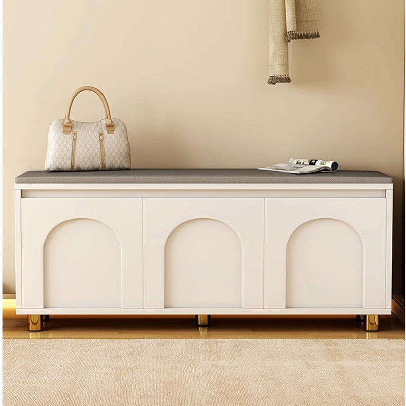 Banco zapatero contemporáneo nórdico rectangular de MDF, piel sintética y esponja, sin respaldo ni apoyabrazos para pasillo