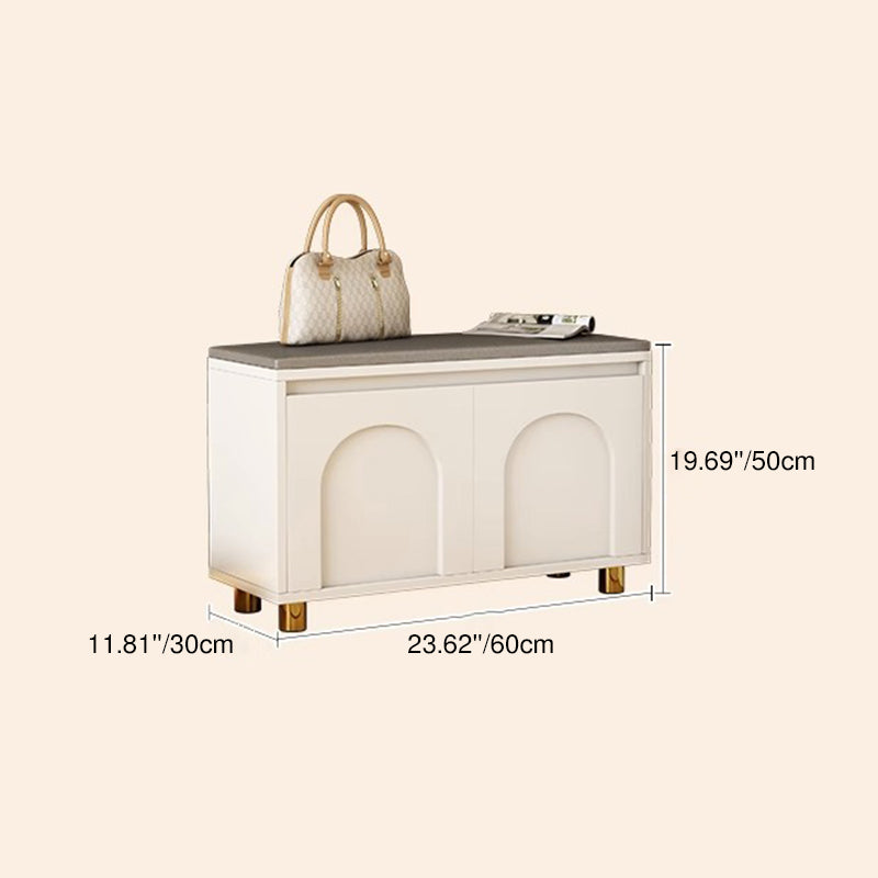 Banco zapatero contemporáneo nórdico rectangular de MDF, piel sintética y esponja, sin respaldo ni apoyabrazos para pasillo