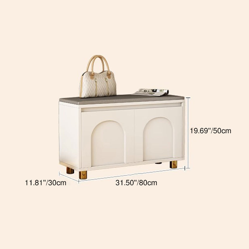 Banco zapatero contemporáneo nórdico rectangular de MDF, piel sintética y esponja, sin respaldo ni apoyabrazos para pasillo