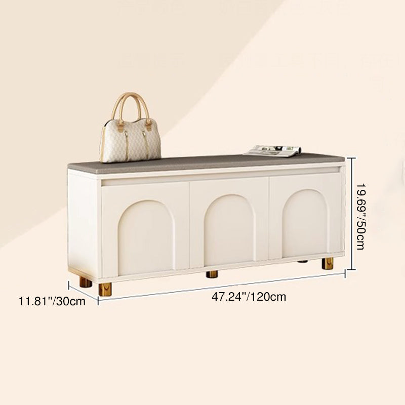 Banco zapatero contemporáneo nórdico rectangular de MDF, piel sintética y esponja, sin respaldo ni apoyabrazos para pasillo
