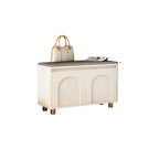 Banco zapatero contemporáneo nórdico rectangular de MDF, piel sintética y esponja, sin respaldo ni apoyabrazos para pasillo