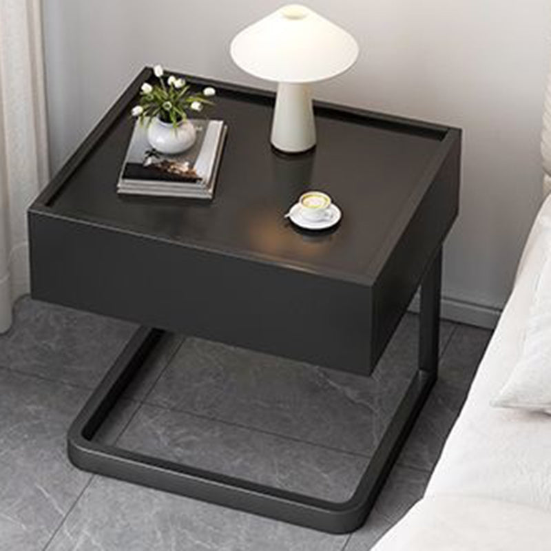 Mesita de noche colgante moderna, minimalista, rectangular, de hierro y madera contrachapada, con 1 cajón, para dormitorio