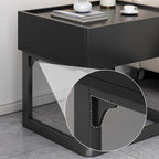 Mesita de noche colgante moderna, minimalista, rectangular, de hierro y madera contrachapada, con 1 cajón, para dormitorio