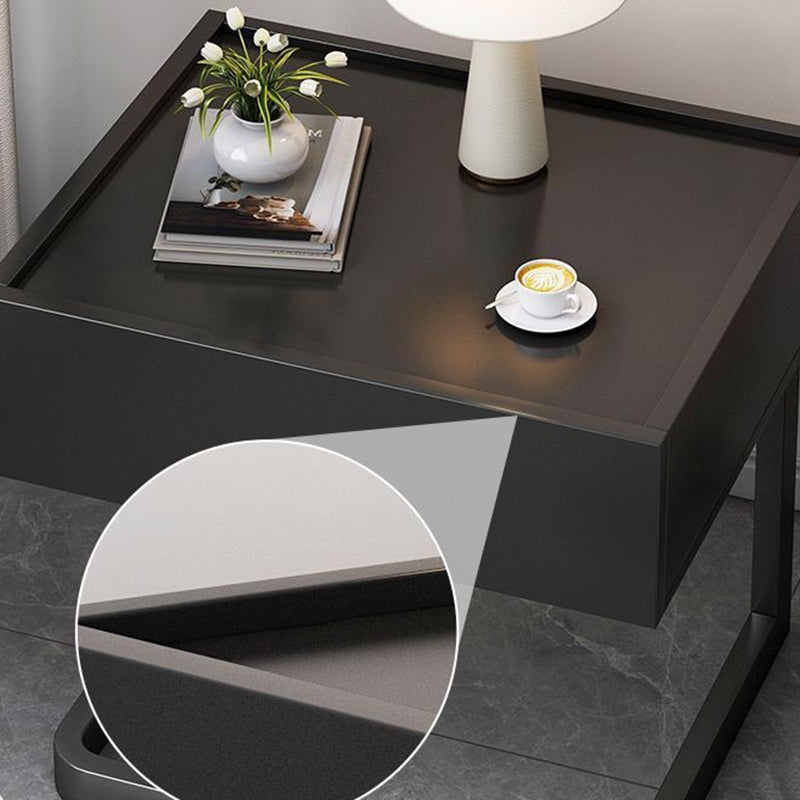 Mesita de noche colgante moderna, minimalista, rectangular, de hierro y madera contrachapada, con 1 cajón, para dormitorio