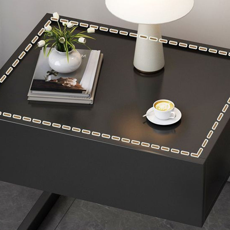 Mesita de noche colgante moderna, minimalista, rectangular, de hierro y madera contrachapada, con 1 cajón, para dormitorio