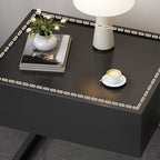 Mesita de noche colgante moderna, minimalista, rectangular, de hierro y madera contrachapada, con 1 cajón, para dormitorio